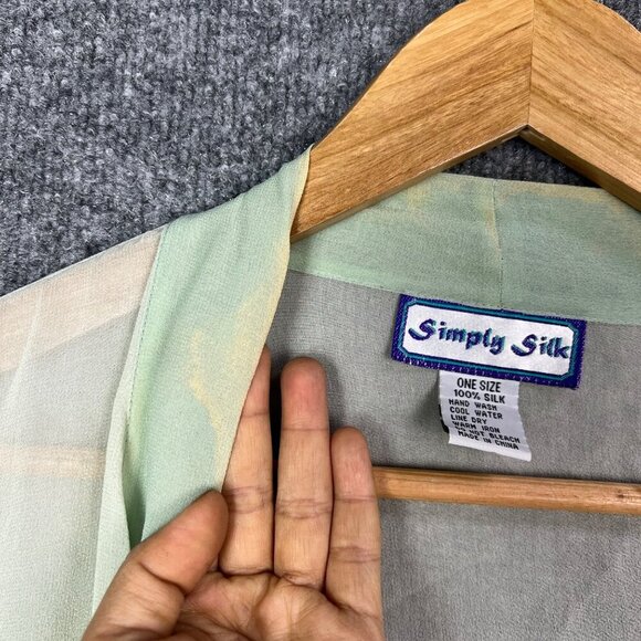 Simply Silk Open Front Artistic Print Multicolor Kimono Style Jacket One Size - Picture 3 of 6